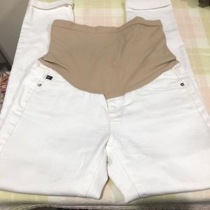 White AG maternity skinny jeans.